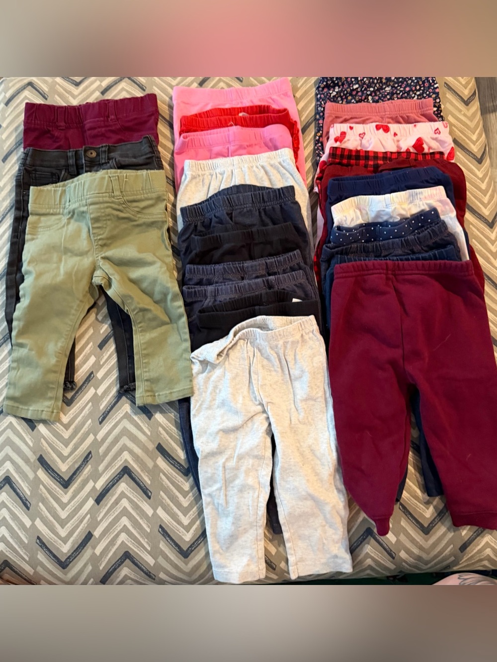 Bundle of baby leggings, sweats and jeans